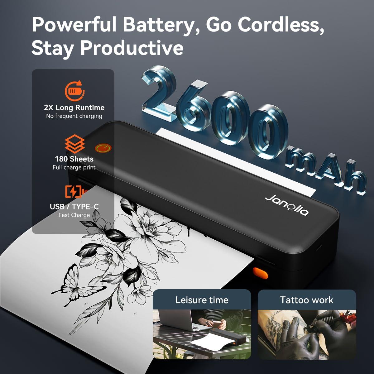 Impresora de Plantillas de Tatuajes Inalámbrica Janolia - Portátil 2.24"-8.5"