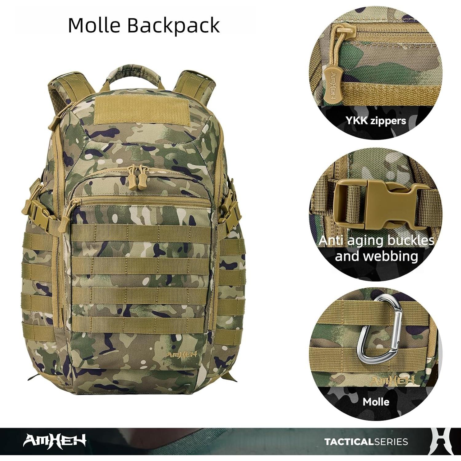 Mochila Táctica Militar AMHEH 32L Resistente para Portátil 17" Camo