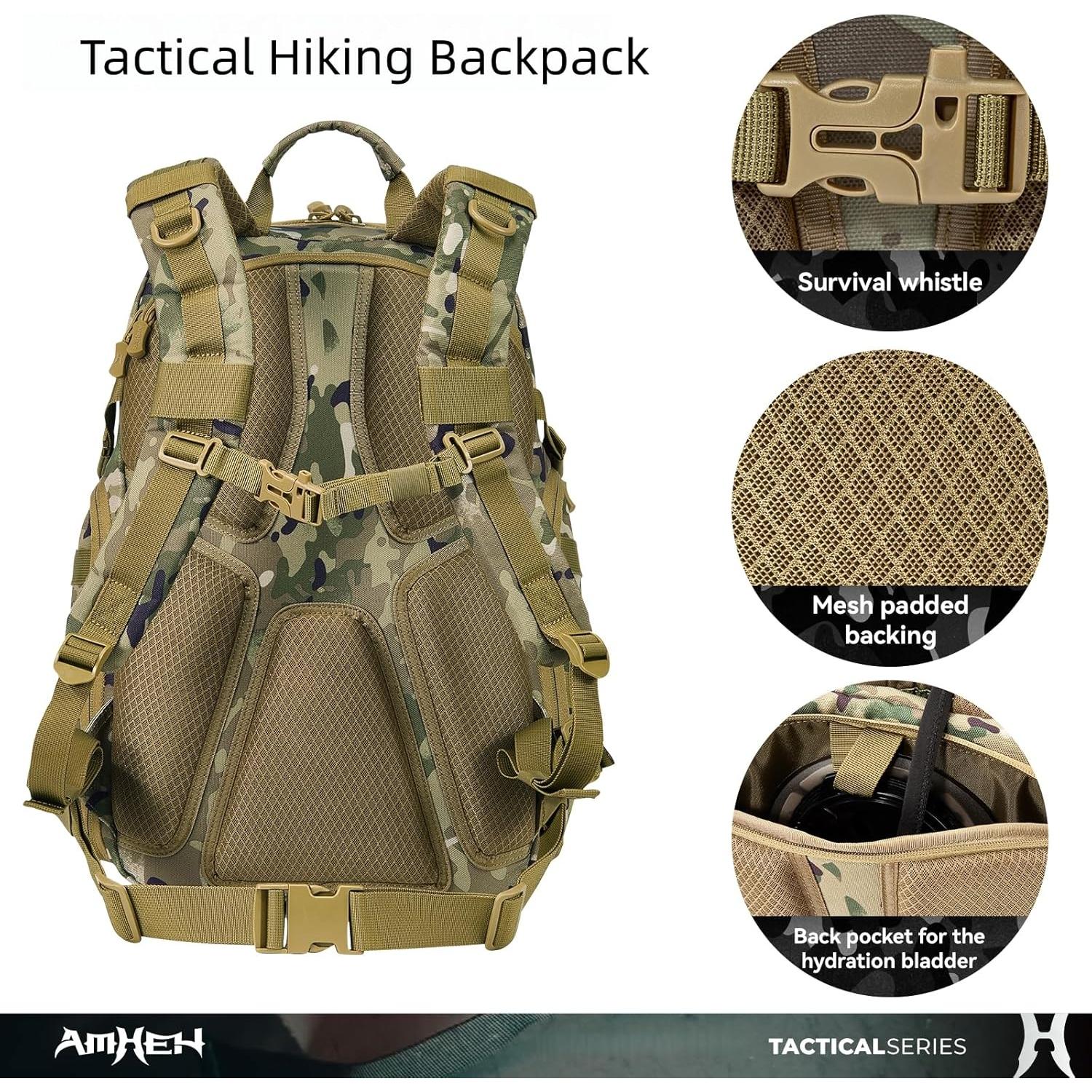 Mochila Táctica Militar AMHEH 32L Resistente para Portátil 17" Camo