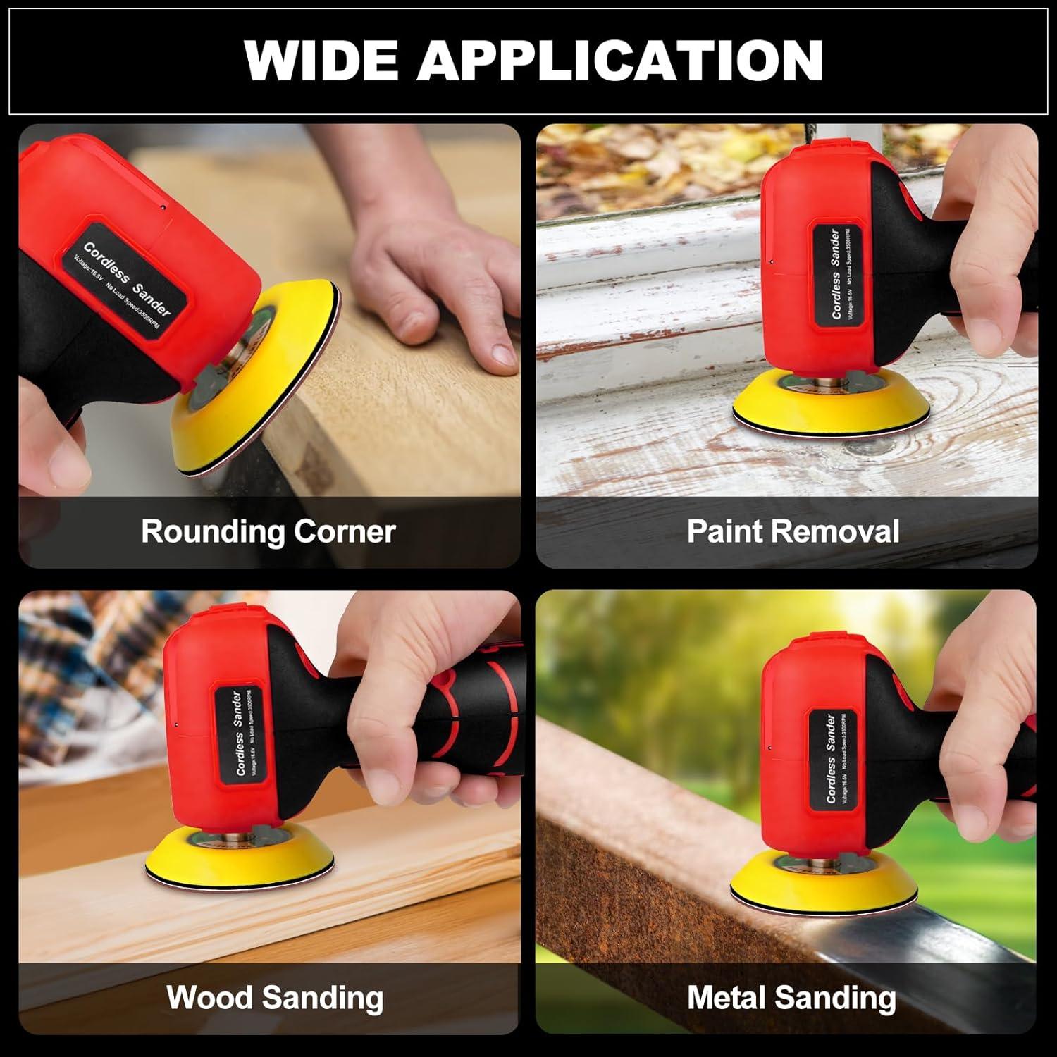 Lijadora eléctrica inalámbrica Vkndoynt 16.8V 3500 RPM 3.0Ah