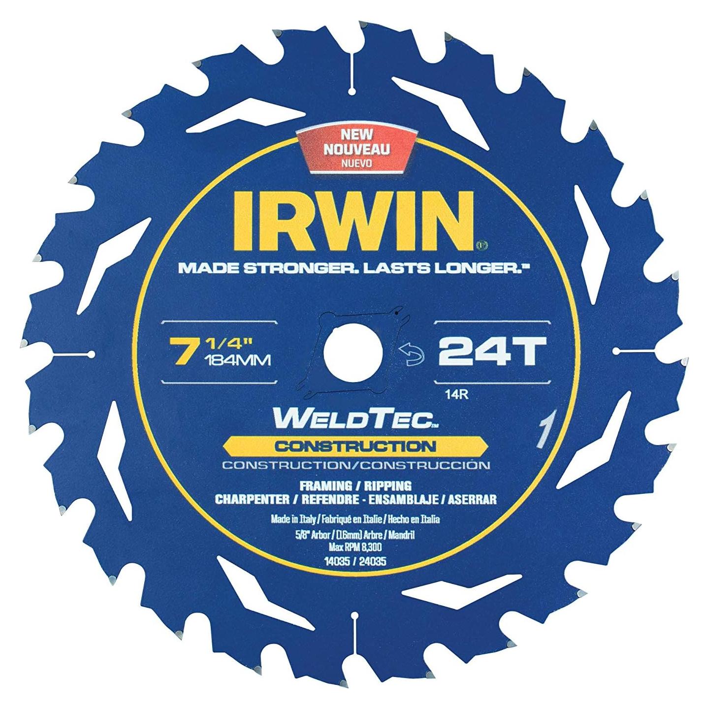 Hoja de sierra circular IRWIN 18.42 cm 24T WeldTec 14035