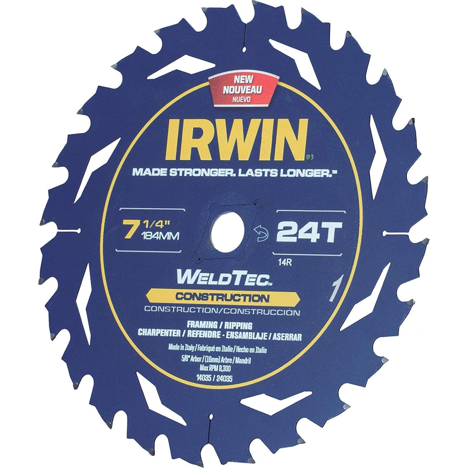 Hoja de sierra circular IRWIN 18.42 cm 24T WeldTec 14035