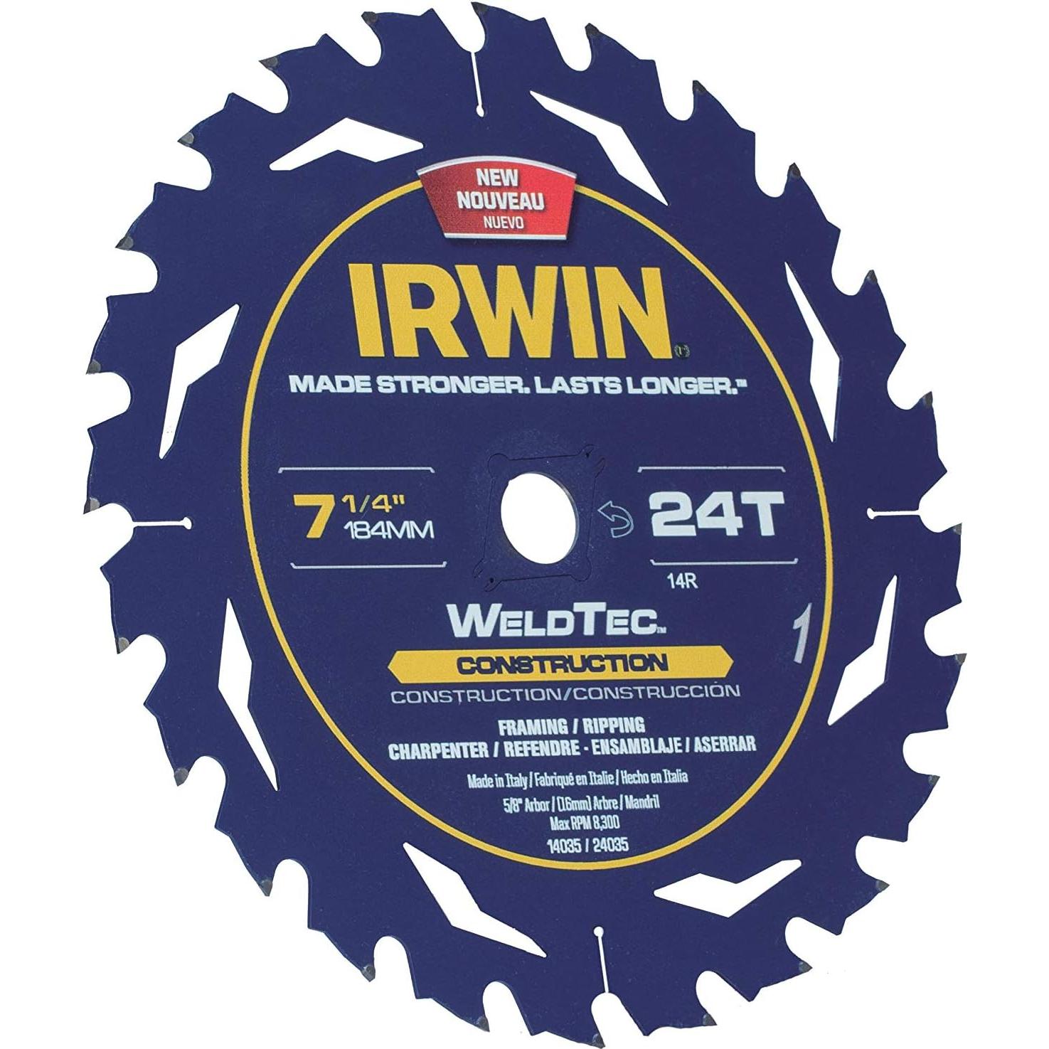 Hoja de sierra circular IRWIN 18.42 cm 24T WeldTec 14035