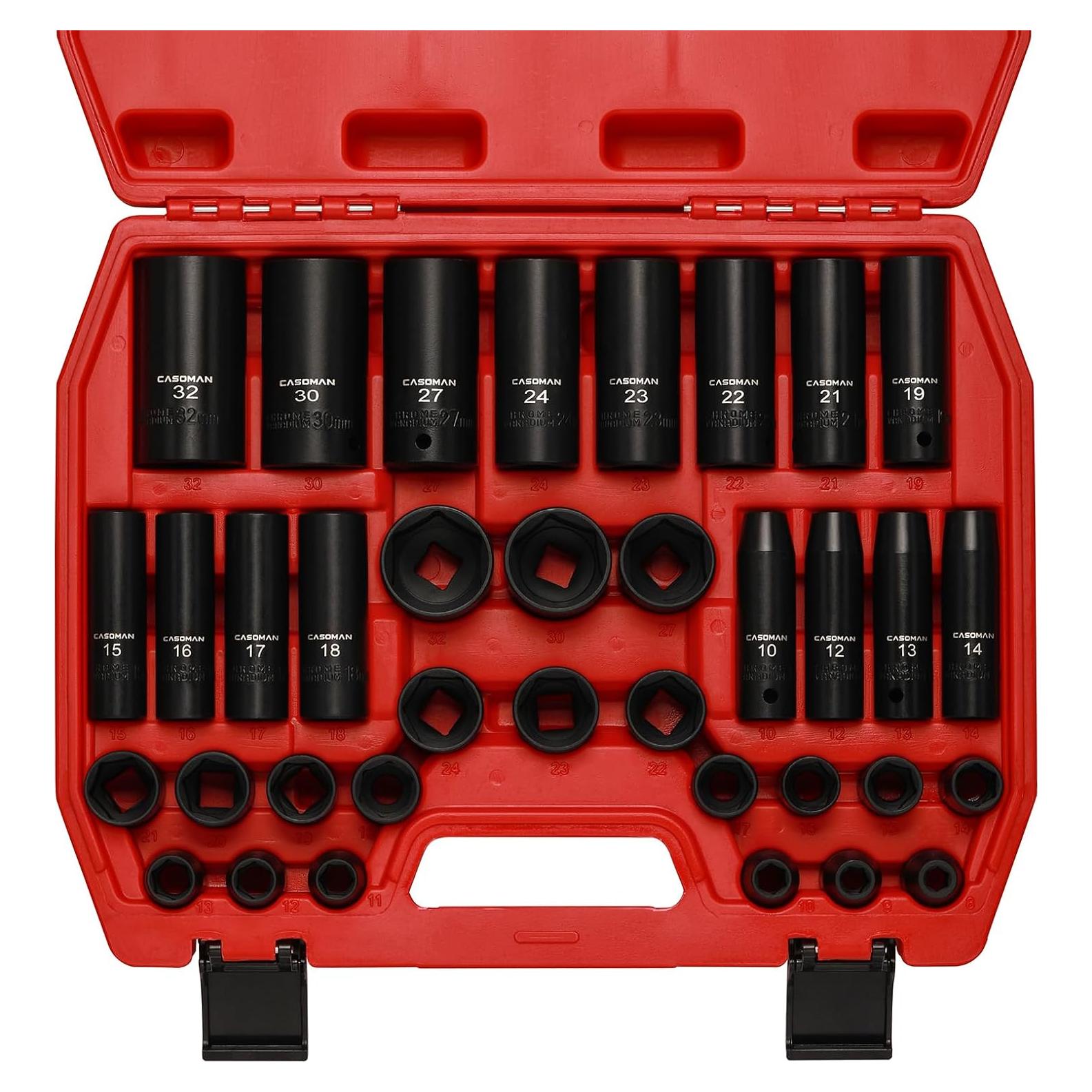 Juego de 36 Piezas Enchufes de Impacto 1/2" CASOMAN Métrico