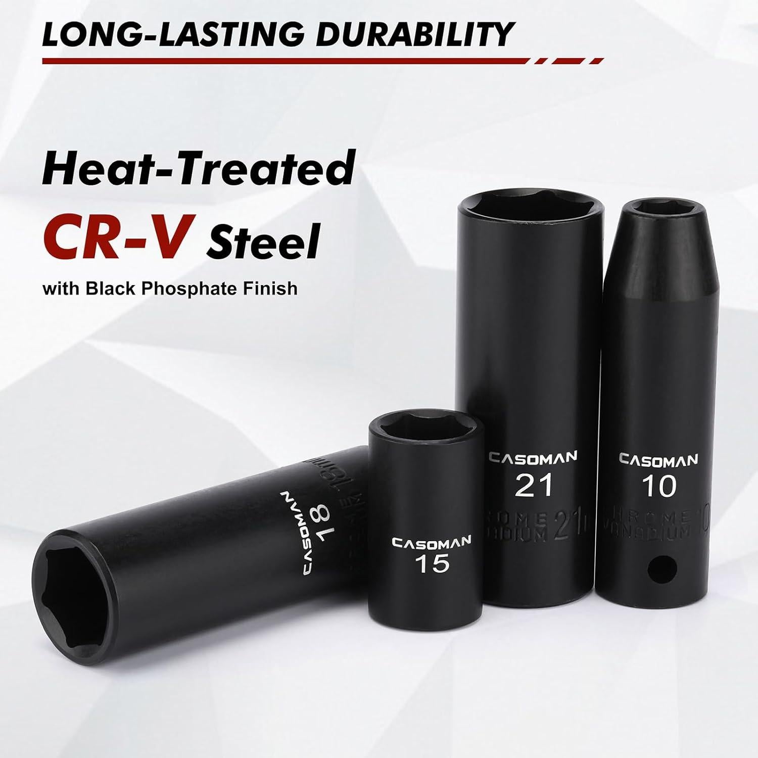 Juego de 36 Piezas Enchufes de Impacto 1/2" CASOMAN Métrico