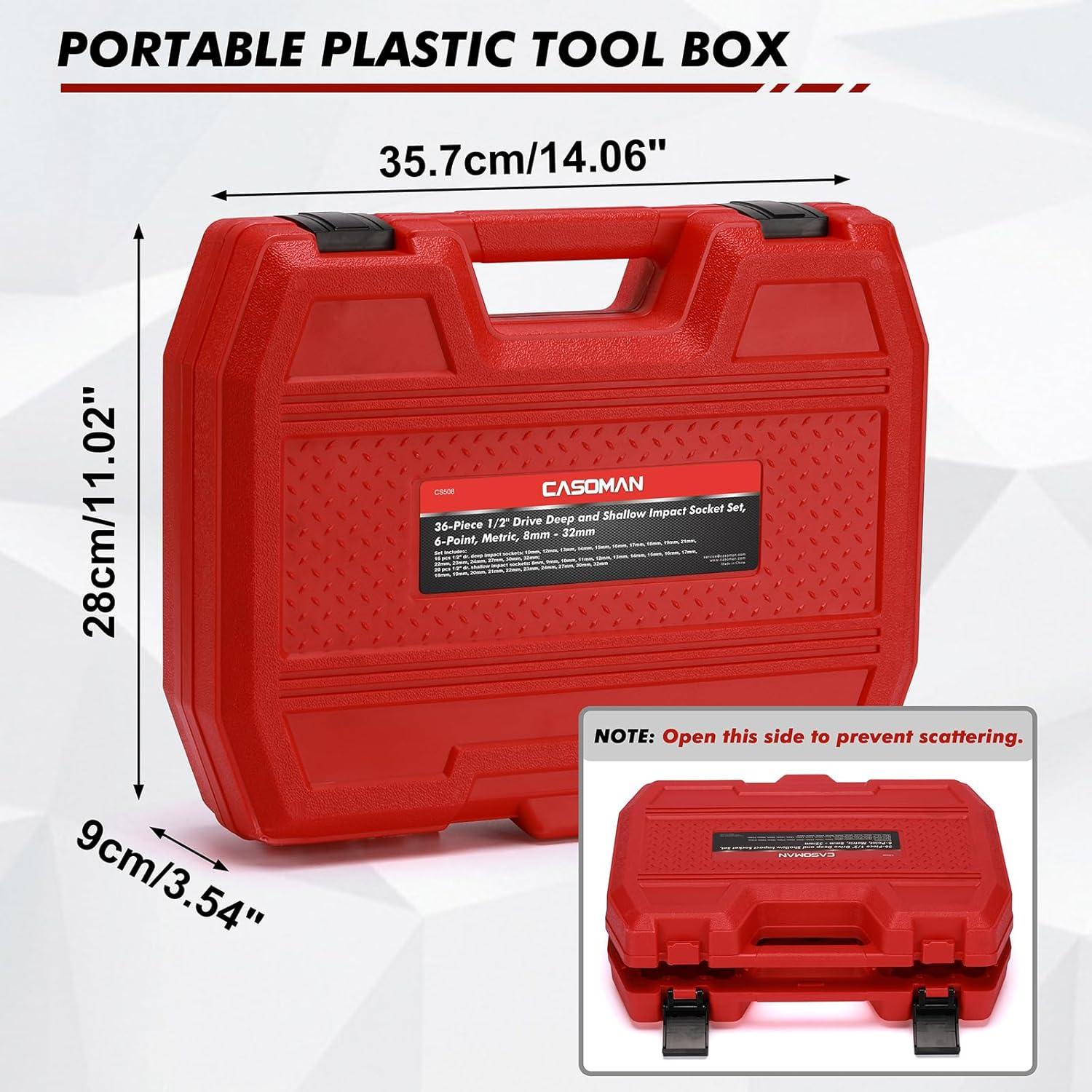 Juego de 36 Piezas Enchufes de Impacto 1/2" CASOMAN Métrico