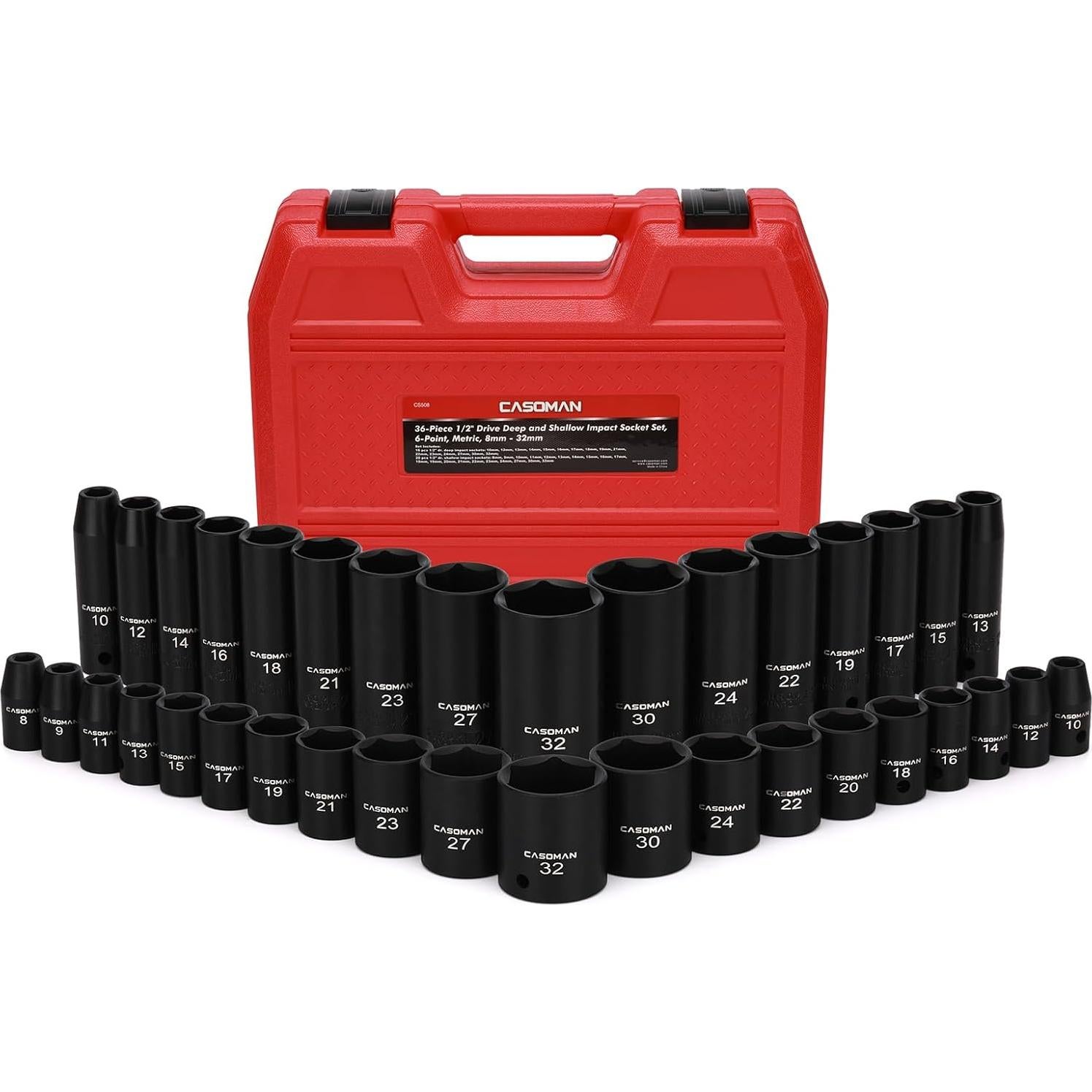 Juego de 36 Piezas Enchufes de Impacto 1/2" CASOMAN Métrico