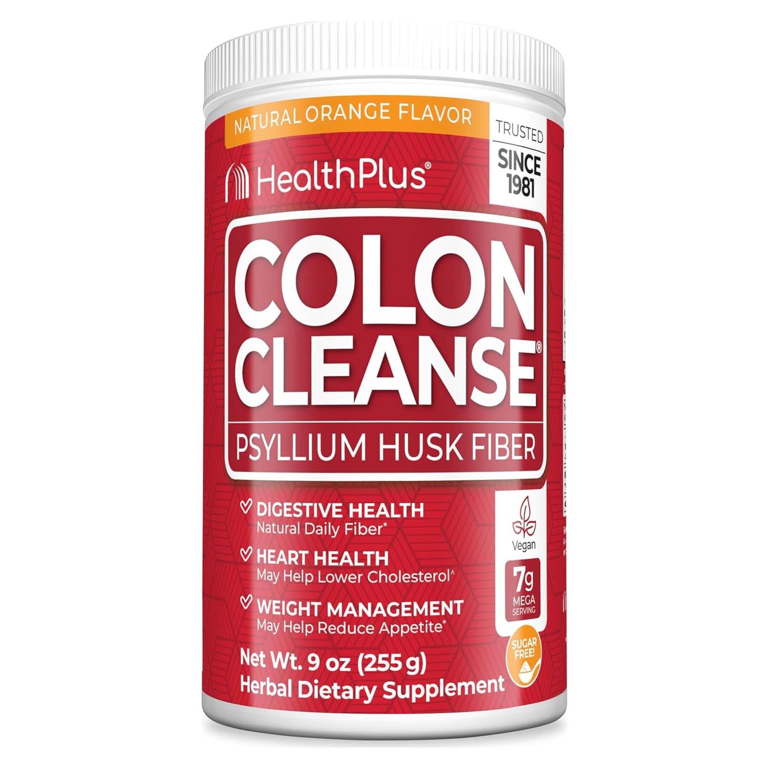 Health Plus Colon Cleanse 255g | Cáscara de Psyllium Naranja | 36 Porciones