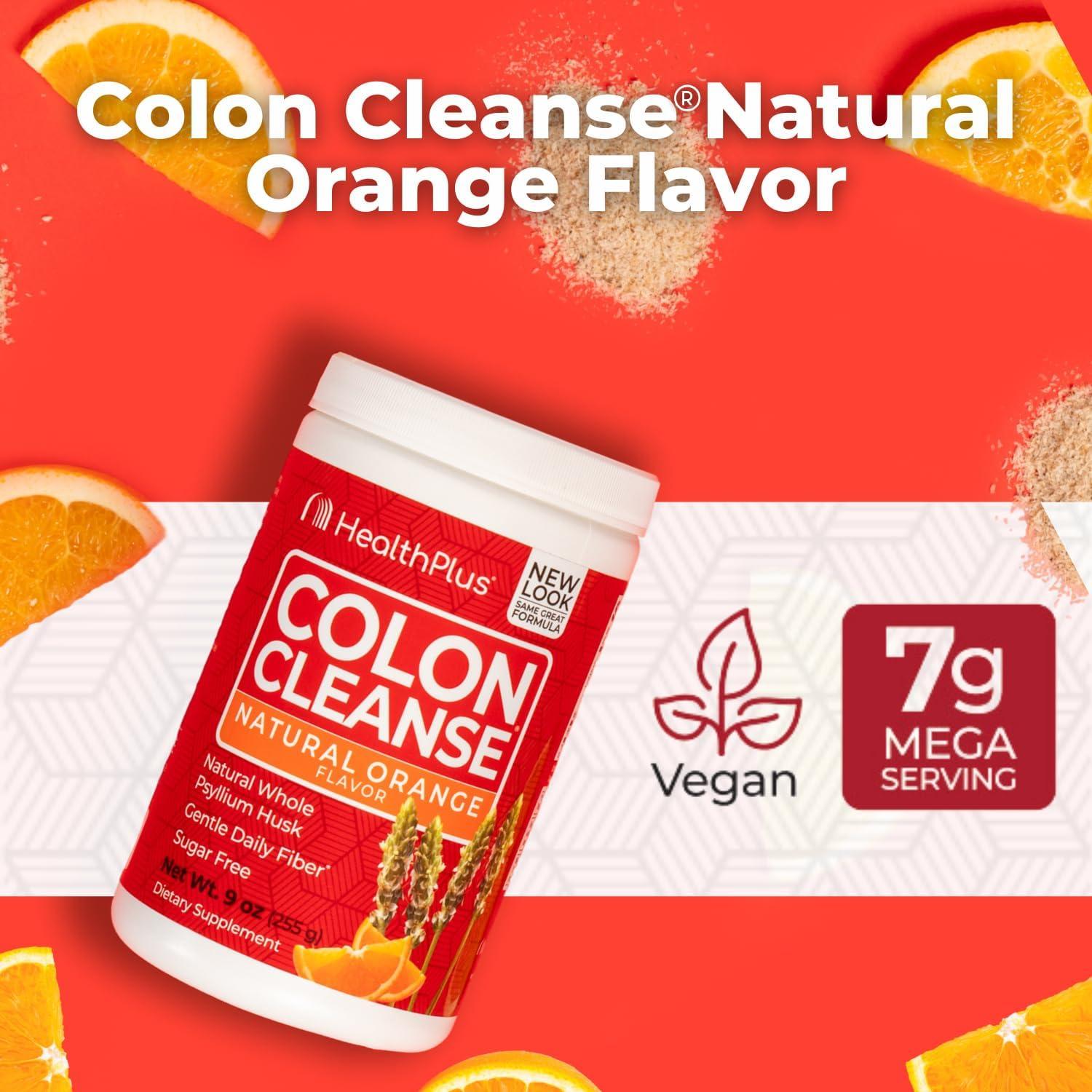 Health Plus Colon Cleanse 255g | Cáscara de Psyllium Naranja | 36 Porciones
