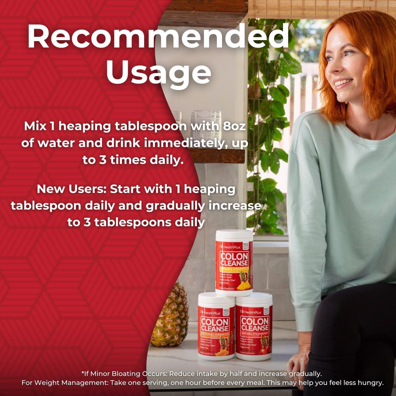 Health Plus Colon Cleanse 255g | Cáscara de Psyllium Naranja | 36 Porciones