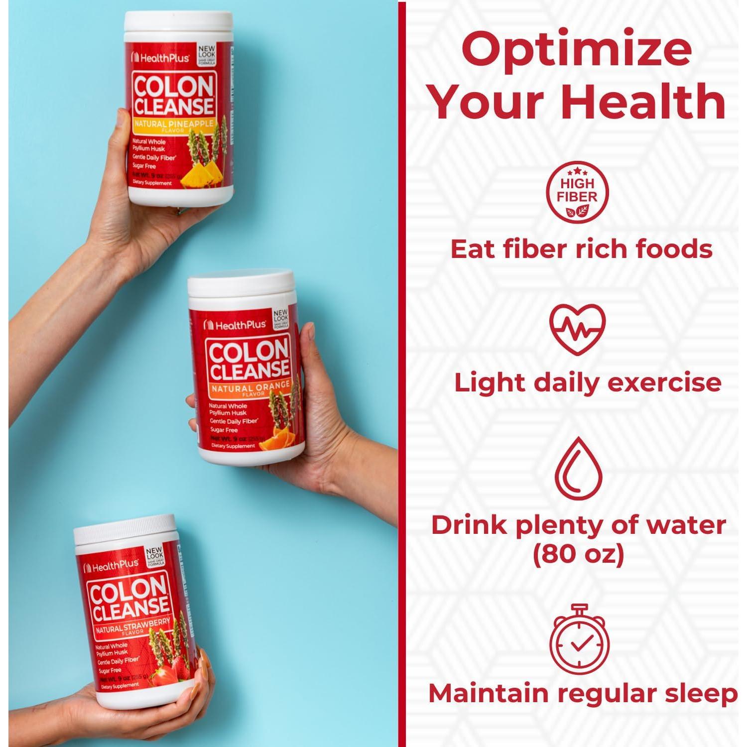 Health Plus Colon Cleanse 255g | Cáscara de Psyllium Naranja | 36 Porciones