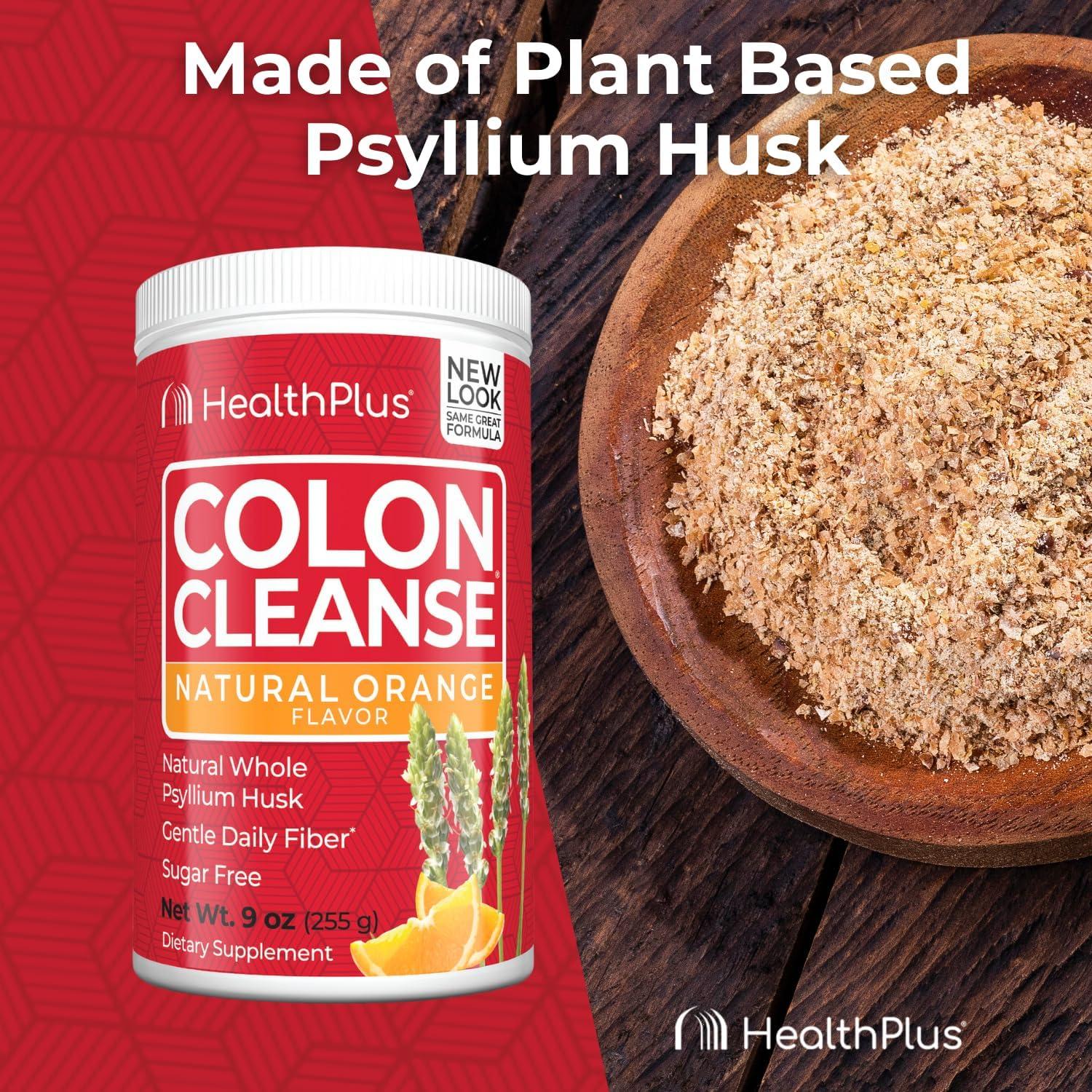 Health Plus Colon Cleanse 255g | Cáscara de Psyllium Naranja | 36 Porciones