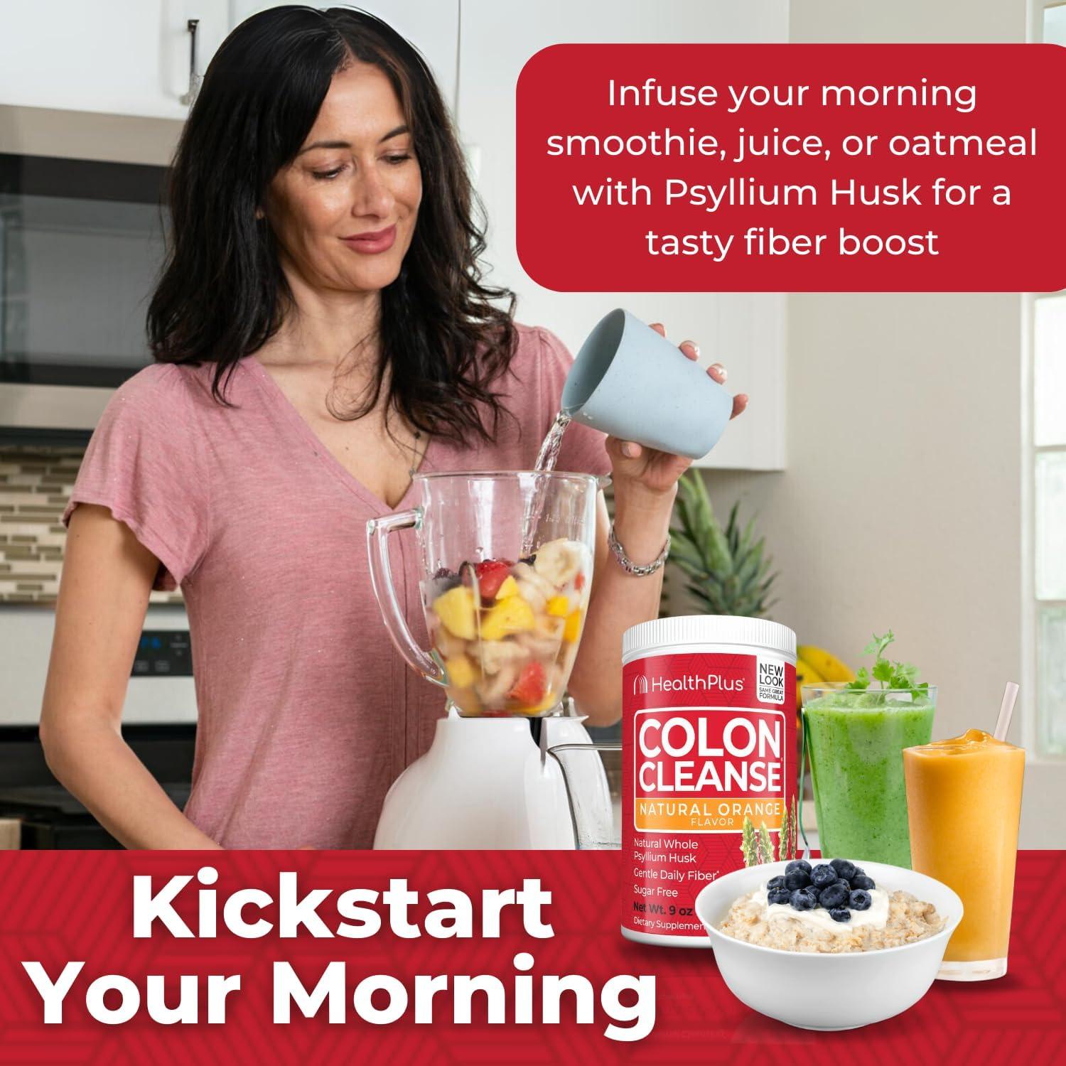 Health Plus Colon Cleanse 255g | Cáscara de Psyllium Naranja | 36 Porciones
