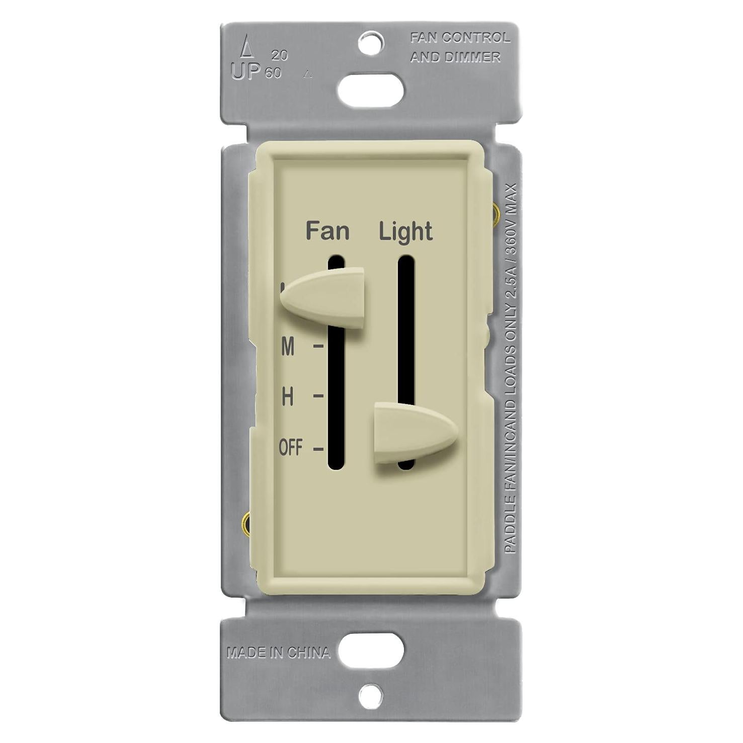 Interruptor de Luz y Ventilador ENERLITES 17001-F3 Marfil 3 Velocidades