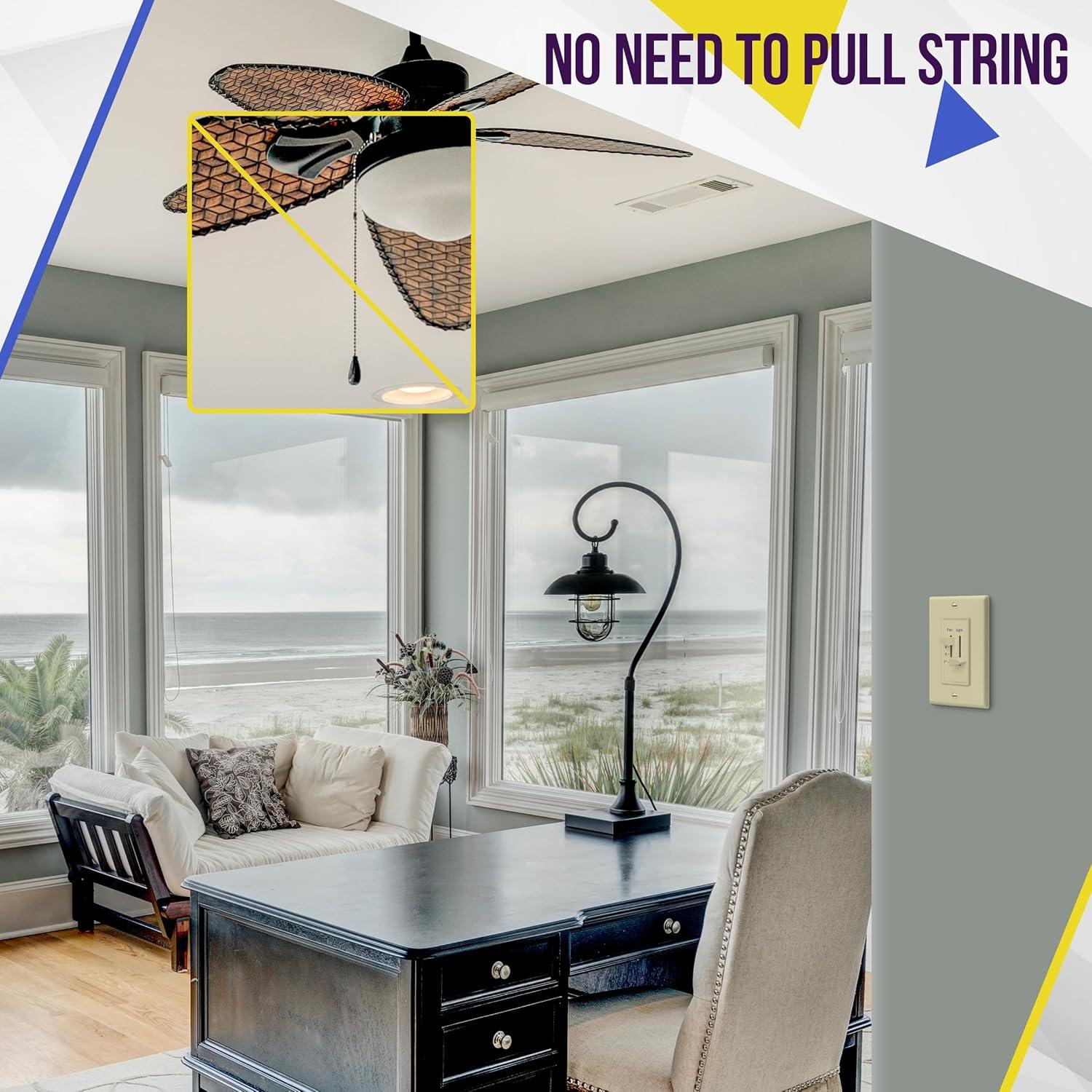 Interruptor de Luz y Ventilador ENERLITES 17001-F3 Marfil 3 Velocidades