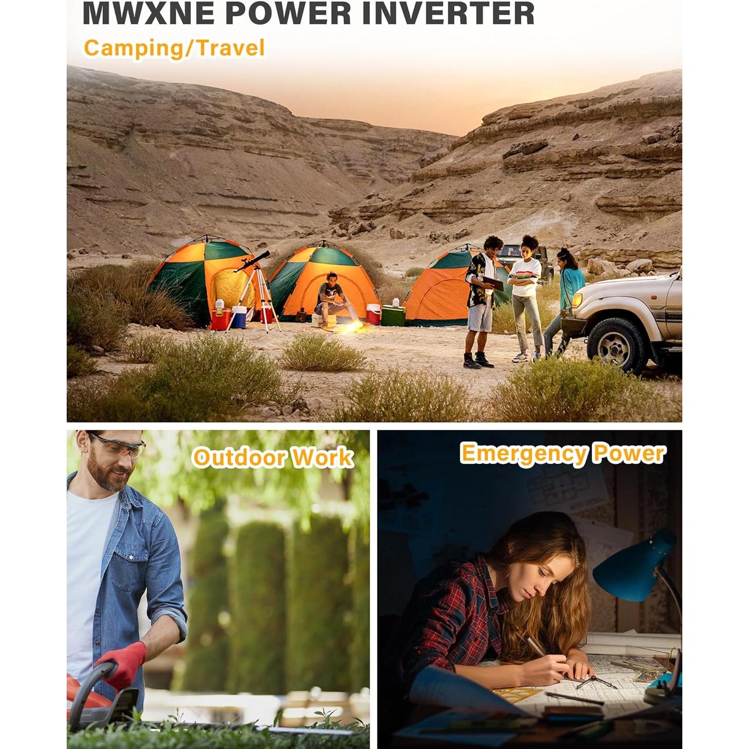 Inversor de Onda Sinusoidal Pura 1000W 12V MWXNE con USB