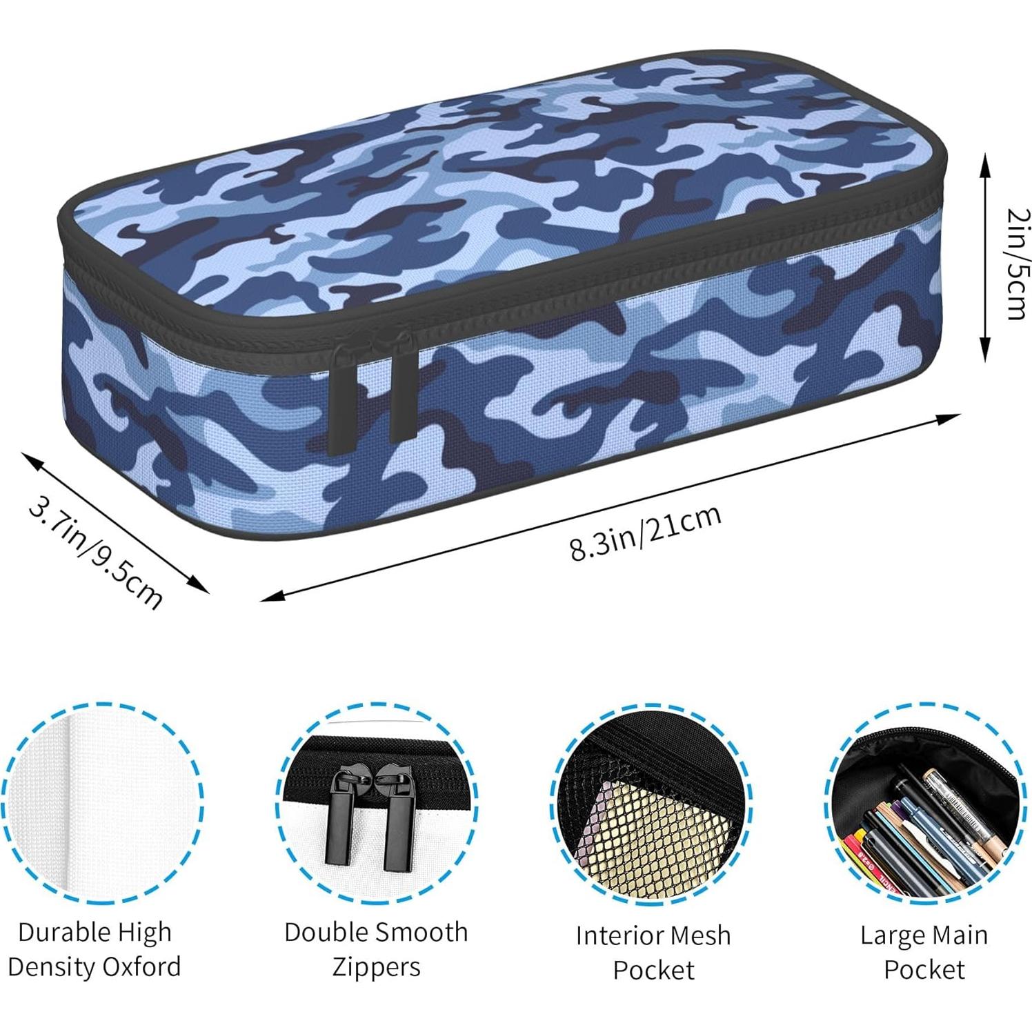 Estuche de Lápices Camo Azul YIJIUWKIS 21x9.5x5 cm