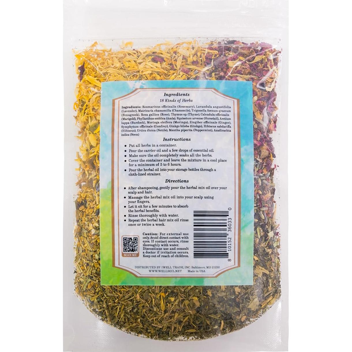 Mezcla Herbal para Infusión de Aceite para Cabello Well's 70g