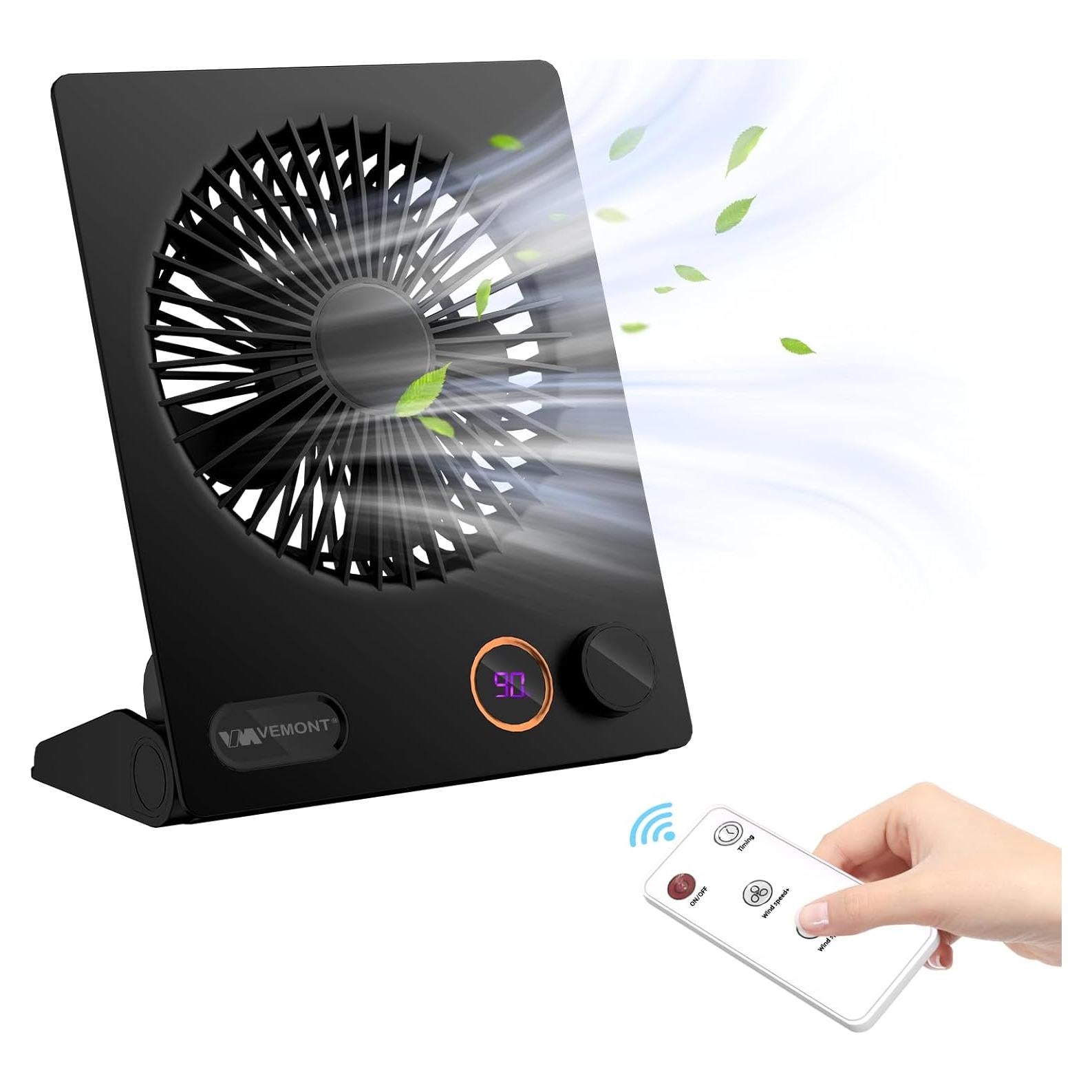 Ventilador de Mesa USB VEMONT Recargable 5000mAh Silencioso