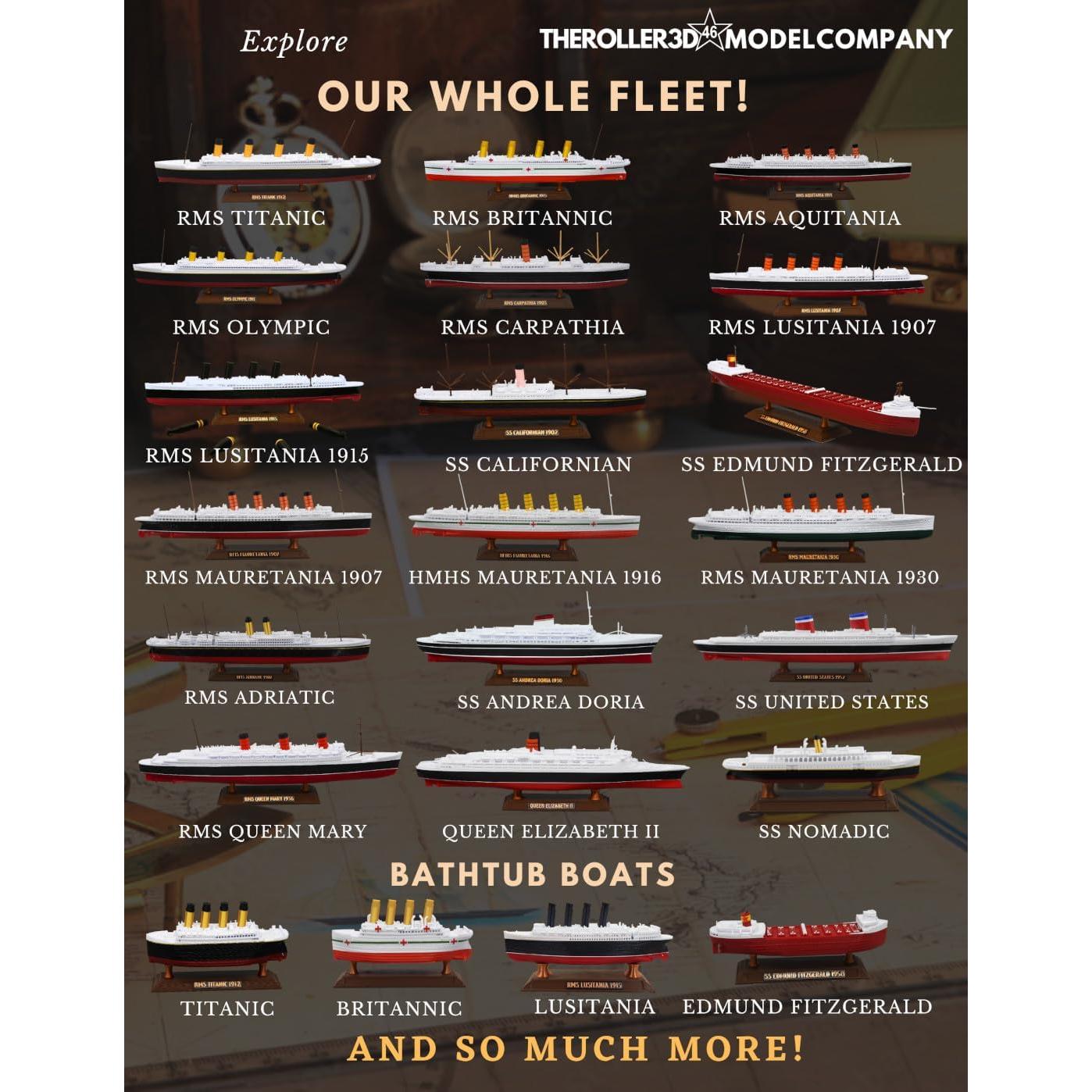 Modelo de barco 30.48 cm HMHS Mauretania con soporte