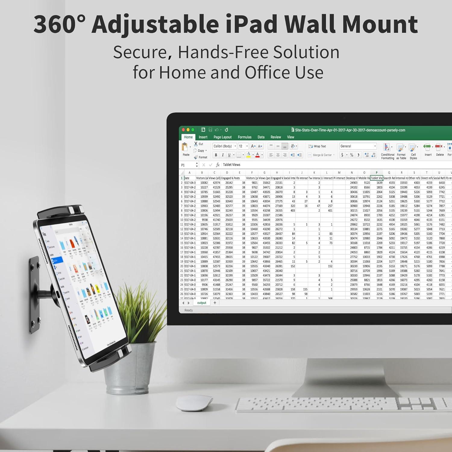 Soporte de Pared para Tablet TeQable TQ-GQJ1 360° Ajustable