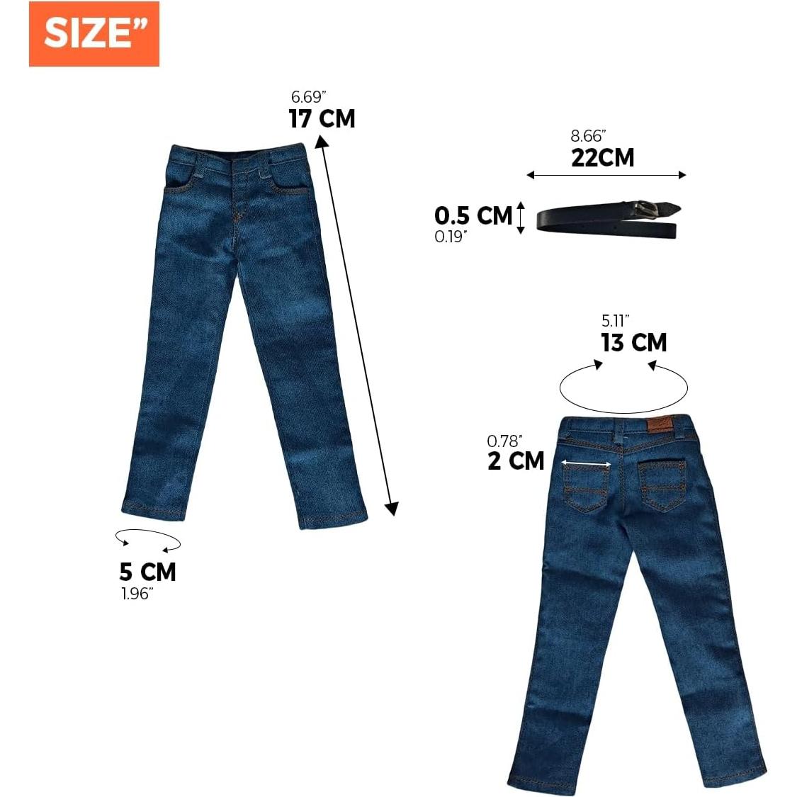 Jeans Clásicos con Cinturón Panchitalk para Figuras 1/6