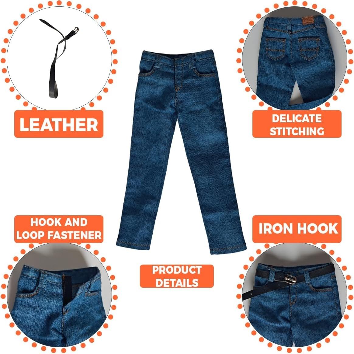 Jeans Clásicos con Cinturón Panchitalk para Figuras 1/6