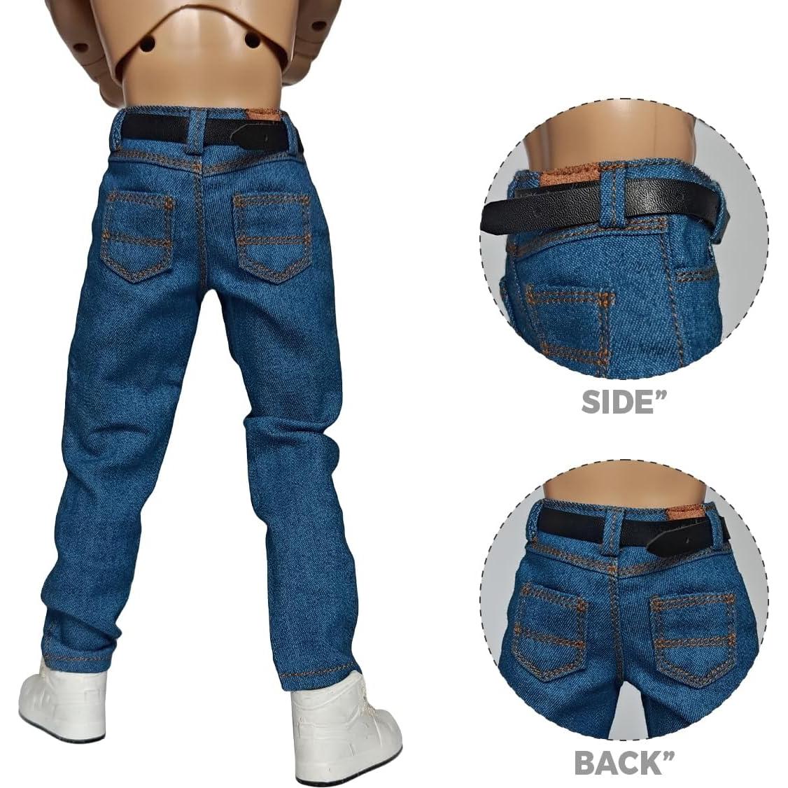 Jeans Clásicos con Cinturón Panchitalk para Figuras 1/6