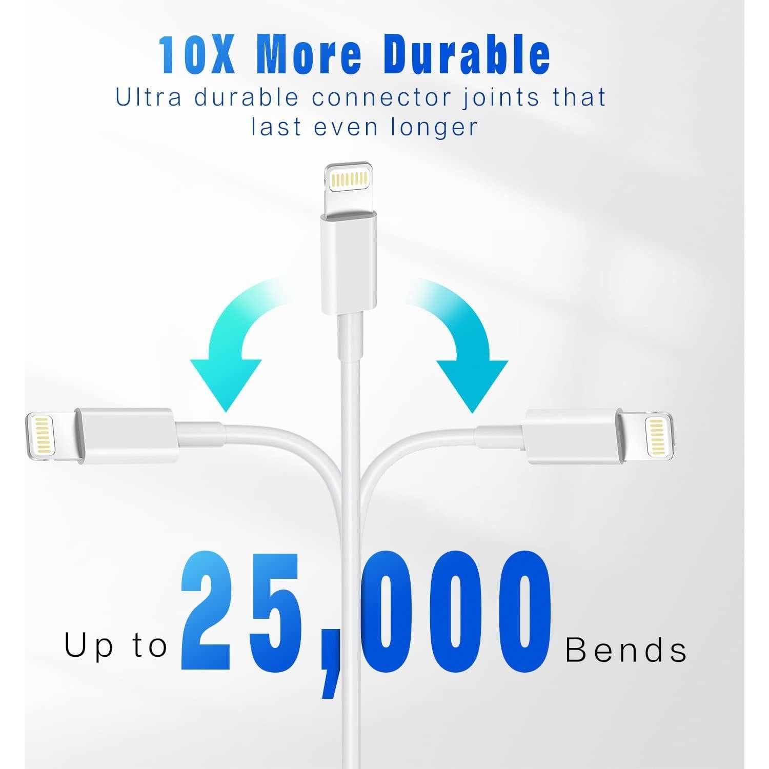 Cable Lightning a USB DFLASH 3 Unidades 3FT Carga Rápida MFi