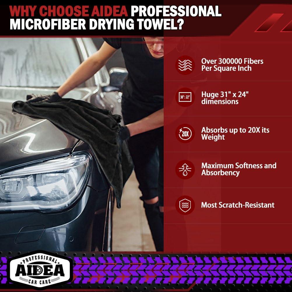 Toallas de Microfibra AIDEA 2PK 79x61cm para Autos Negros