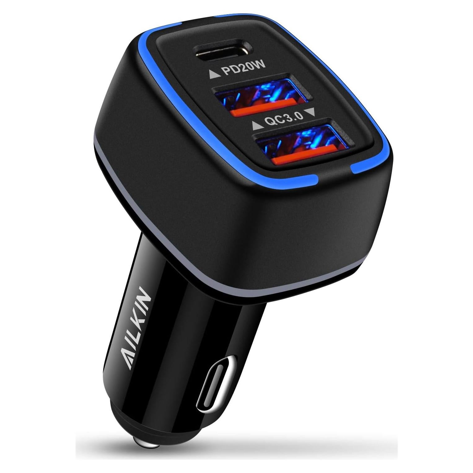 Cargador de coche AILKIN 56W PD USB-C 3 Puertos Carga Rápida