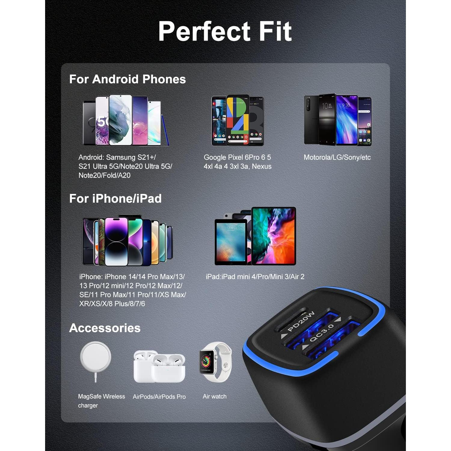 Cargador de Coche Ailkin 56W PD USB C Triple Puerto