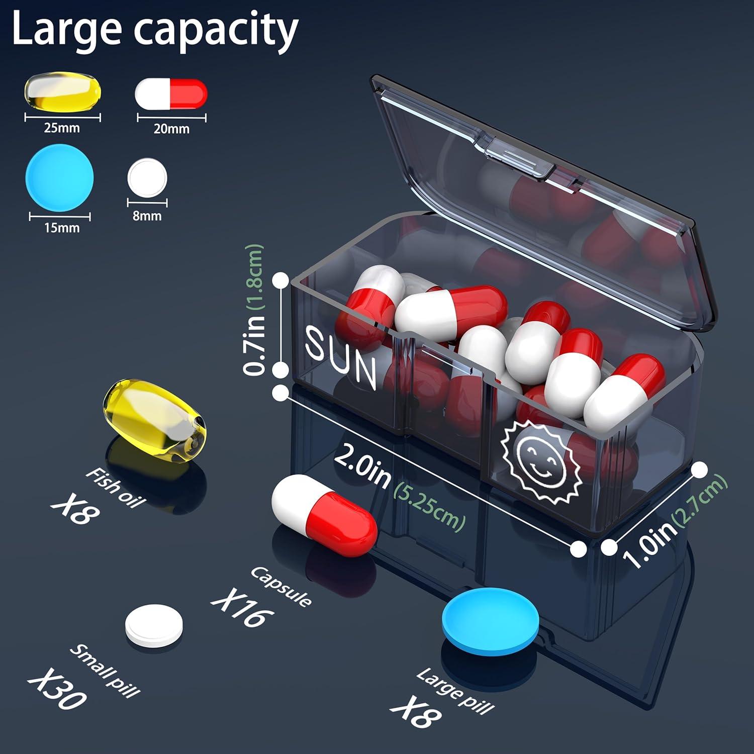 Organizador de Pastillas TALVOLC 7 Días AM PM Negro