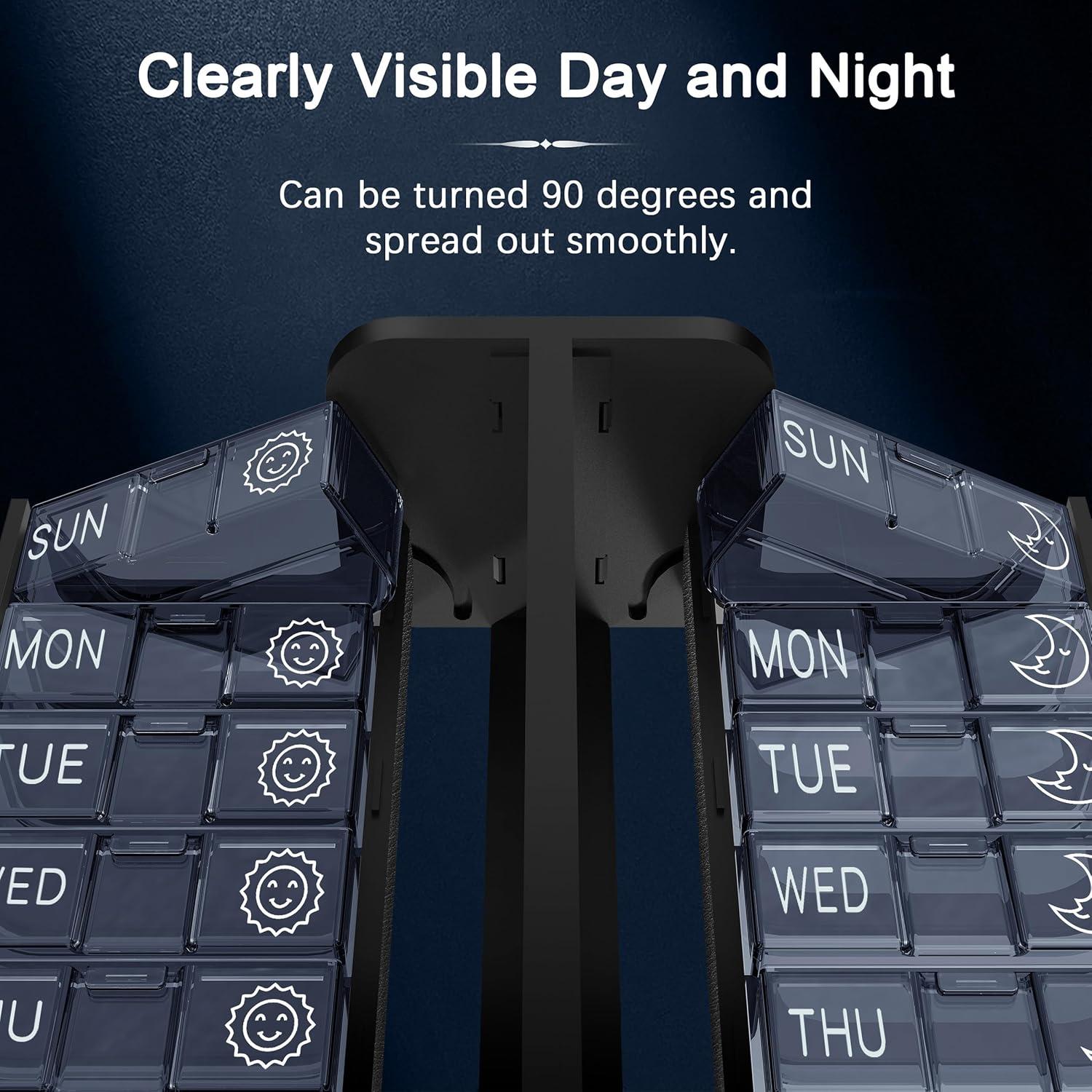 Organizador de Pastillas TALVOLC 7 Días AM PM Negro