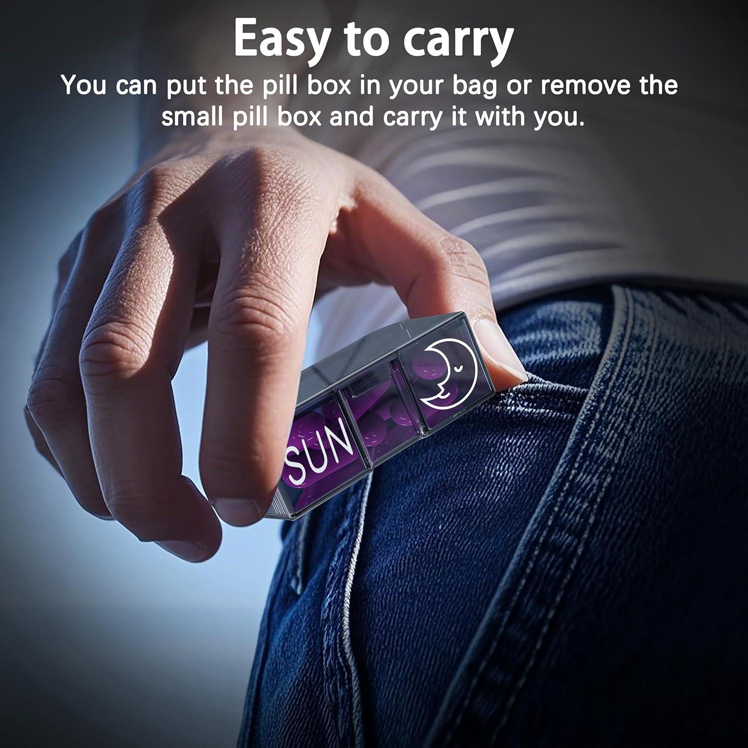 Organizador de Pastillas TALVOLC 7 Días AM PM Negro