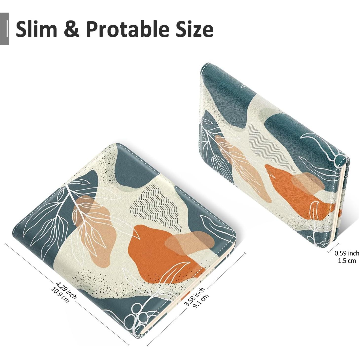 Billetera RFID Compacta Nipichsha para Mujeres - Hoja Boho Abstracta