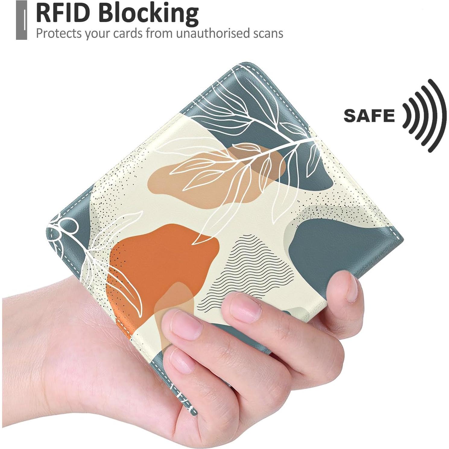 Billetera RFID Compacta Nipichsha para Mujeres - Hoja Boho Abstracta