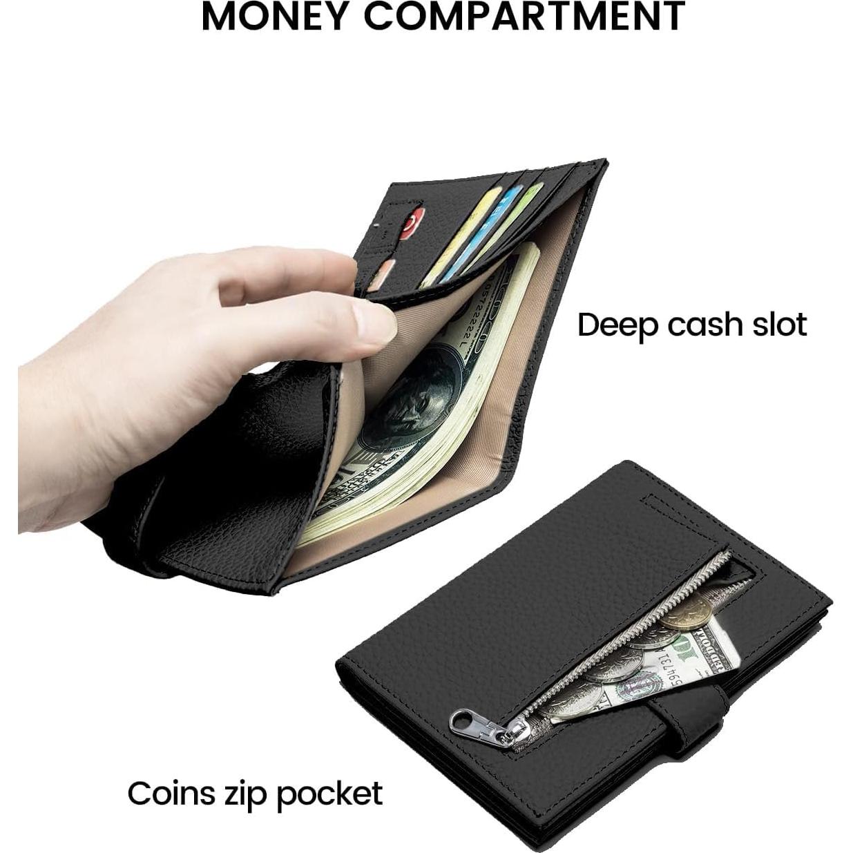 Portafolios Slim RFID Karmiir Negro - Cartera de Pasaporte Compacta