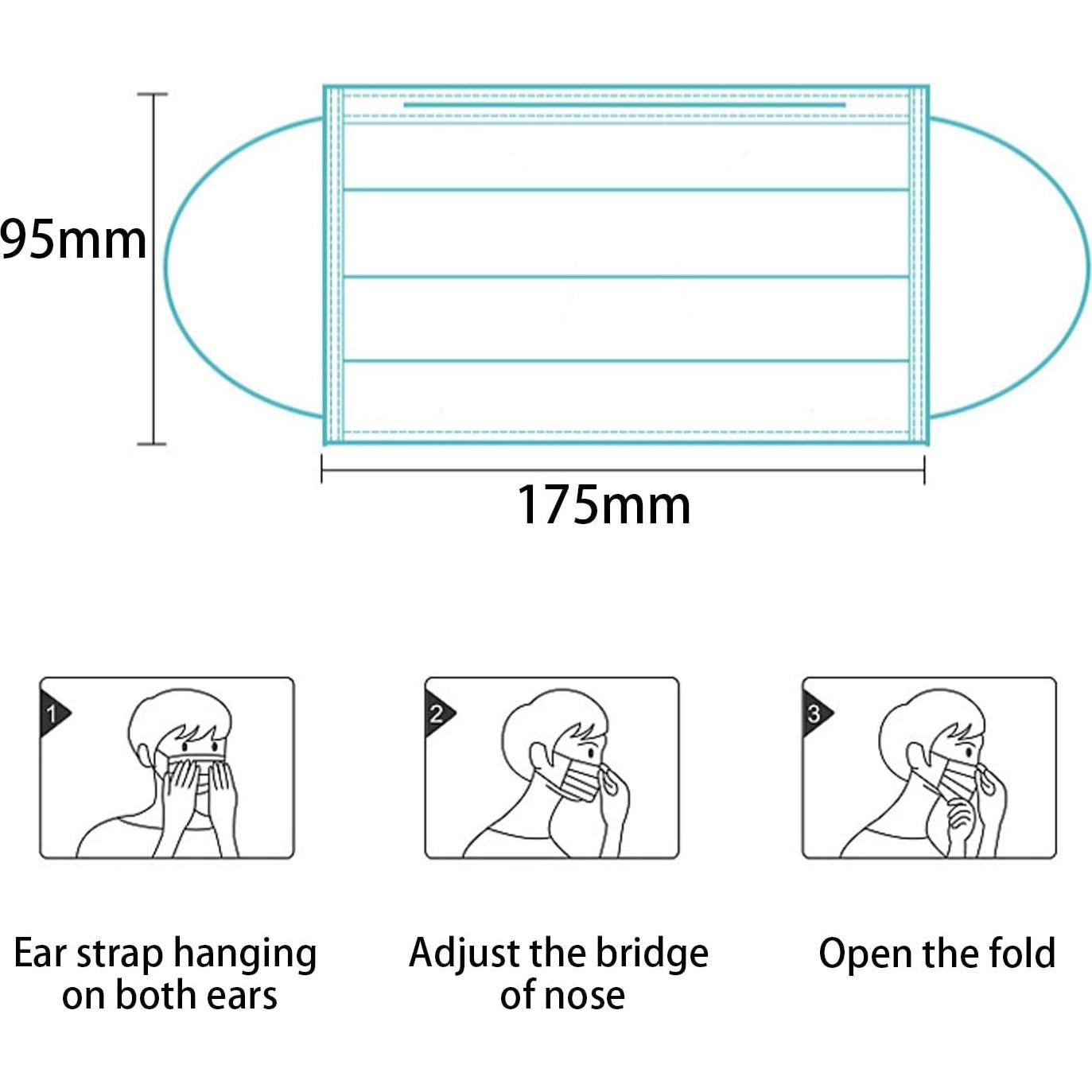 Mascarillas Desechables 50 Piezas Azul 3 Capas Protección Adultos