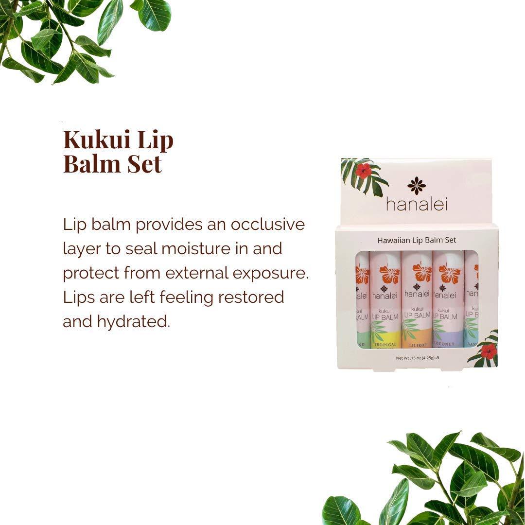 Set de 5 Balsamos Labiales Hanalei - Hidratación con Aceite de Kukui