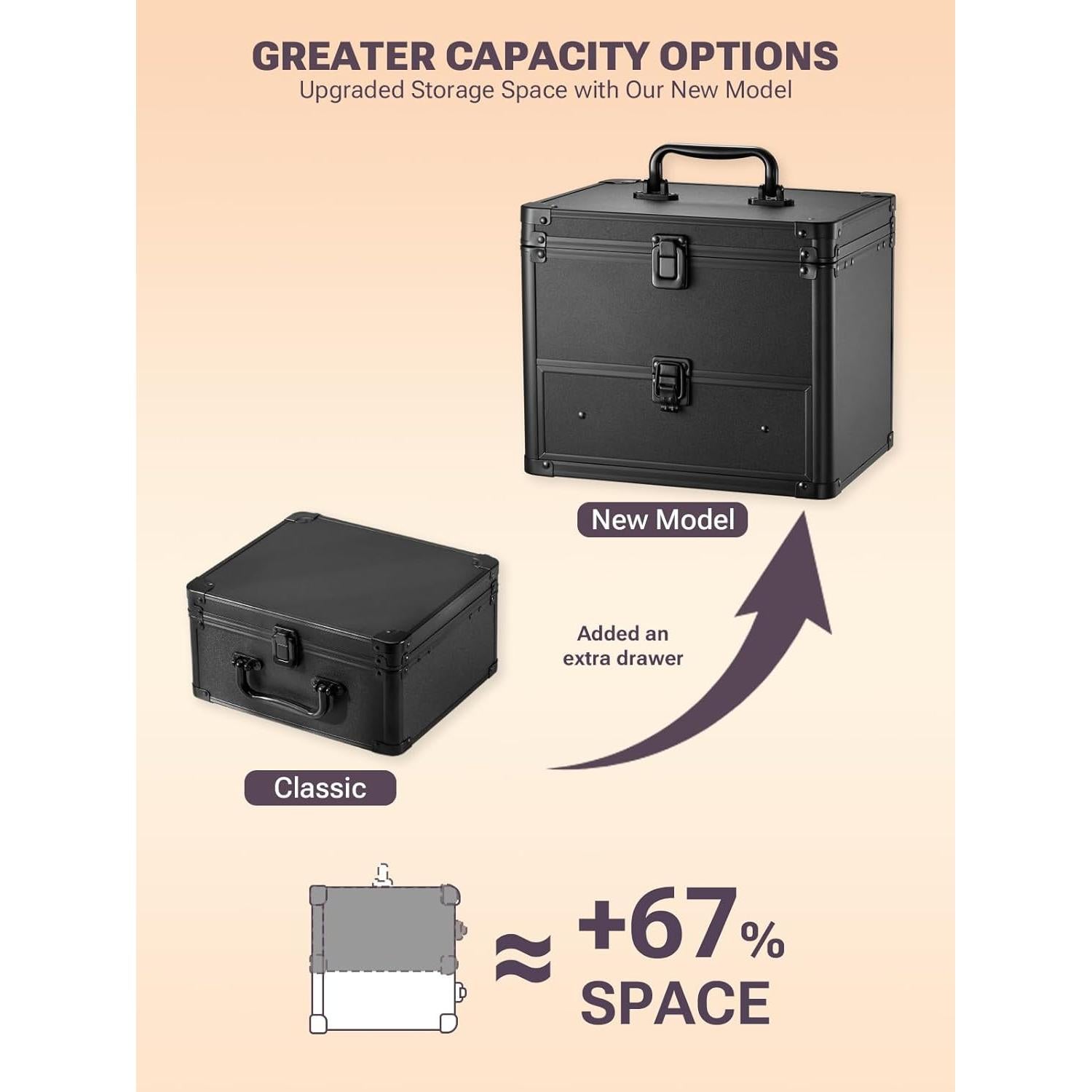 Estuche de Maquillaje Qislee con Espejo LED Desmontable Negro