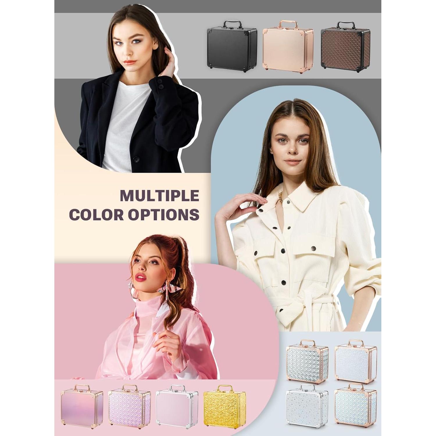 Estuche de Maquillaje Qislee con Espejo LED Desmontable Negro