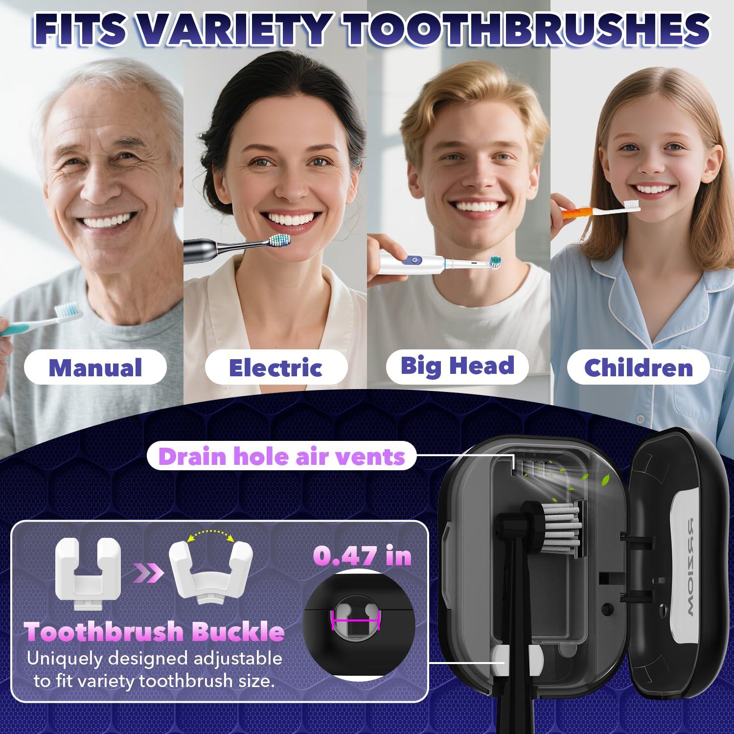 Estuche desinfectante para cepillos de dientes recargable Negro