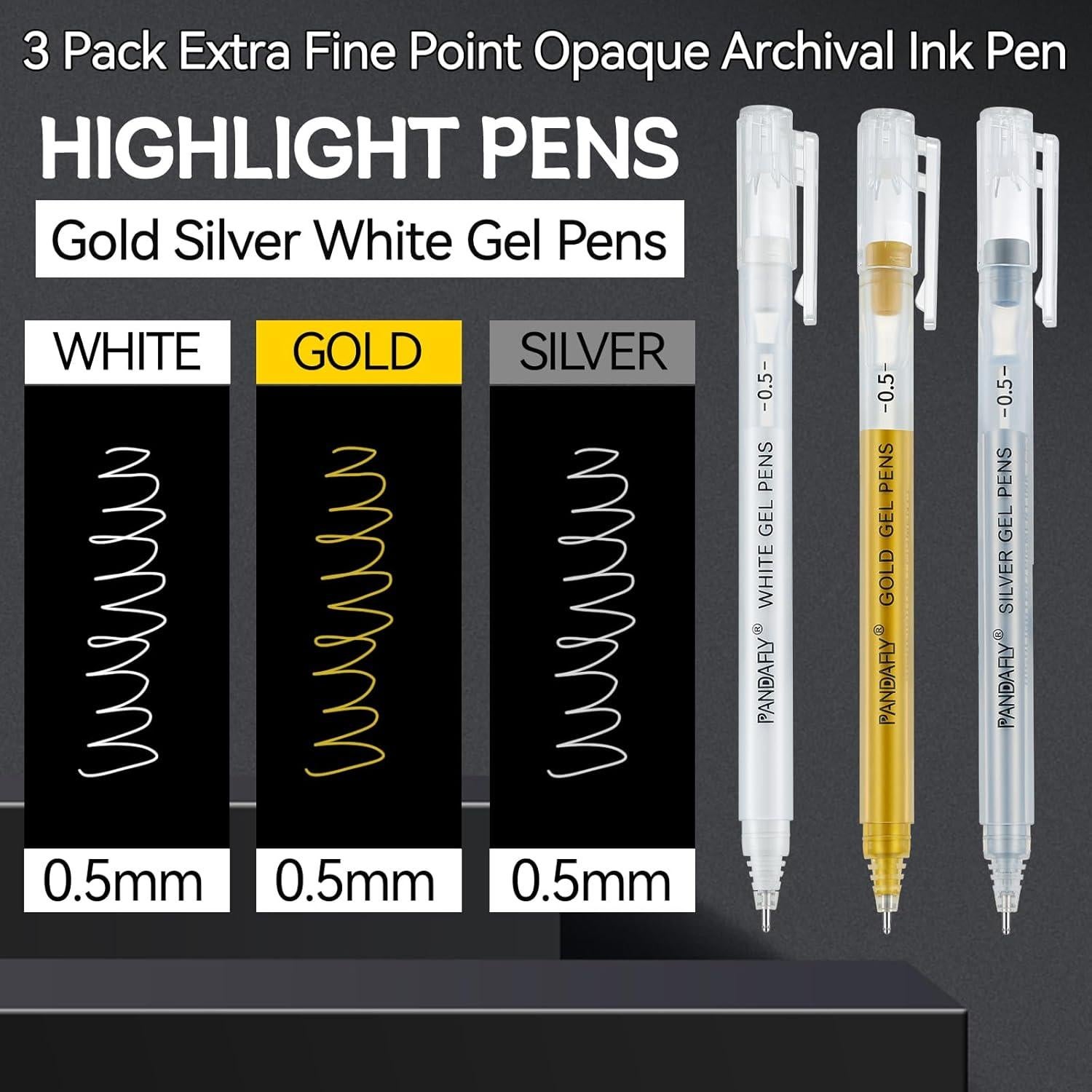 Bolígrafos de Gel PANDAFLY 3 Colores 0.5mm Punta Fina