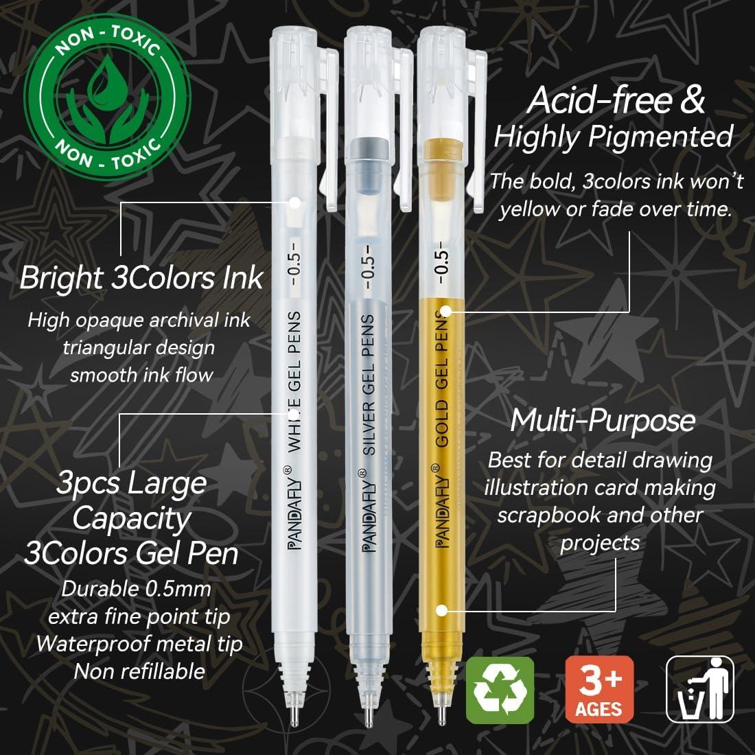 Bolígrafos de Gel PANDAFLY 3 Colores 0.5mm Punta Fina