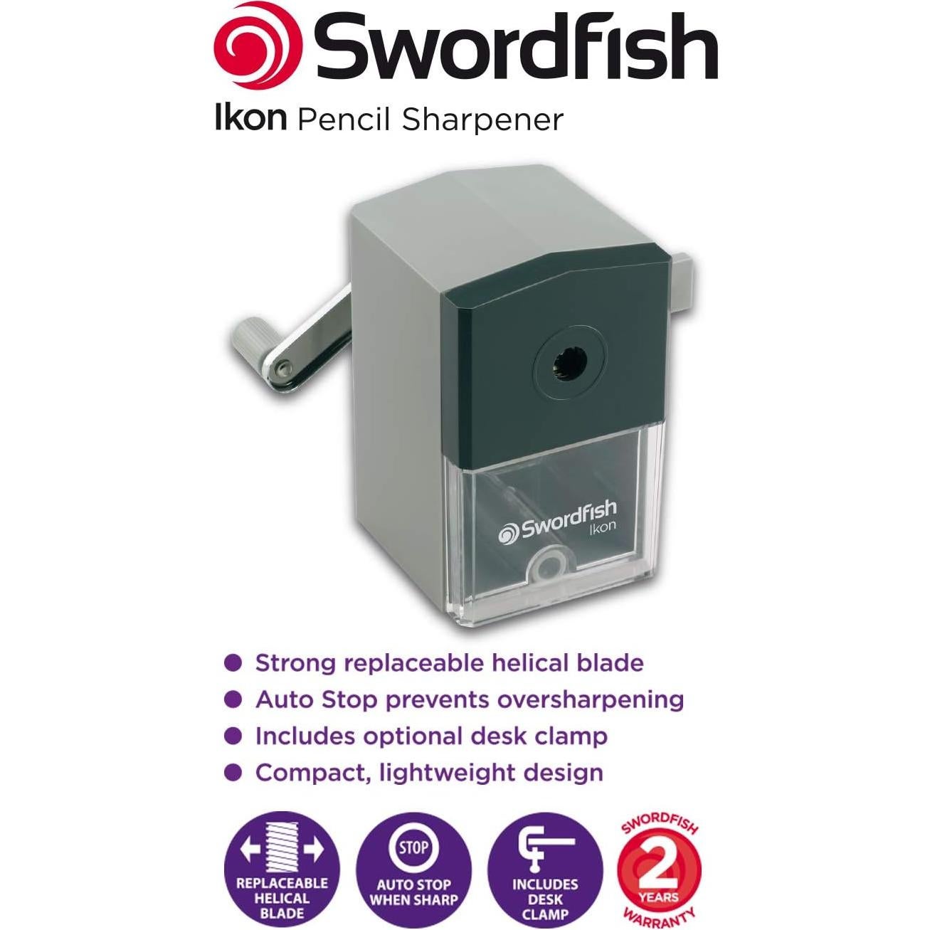 Sacapuntas Manual Ikon Swordfish 8mm con Soporte de Escritorio