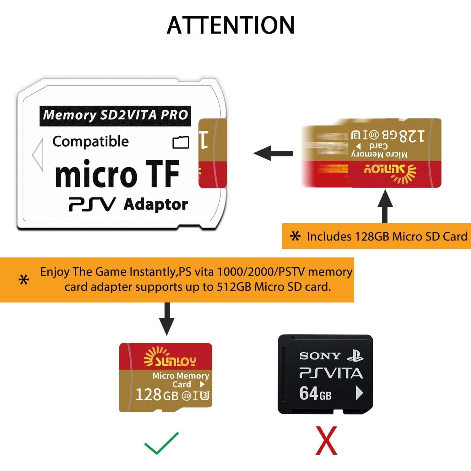 Adaptador SD2Vita 6.0 Sunloy + Micro SD 128GB para PS Vita