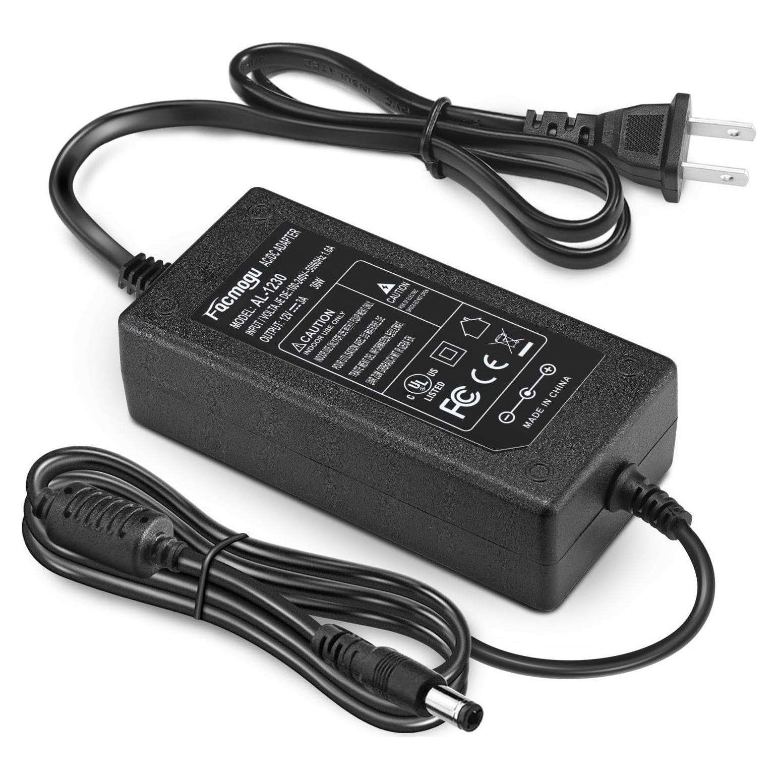 Adaptador de Corriente Facmogu 12V 3A 36W con Conector 5.5x2.5mm