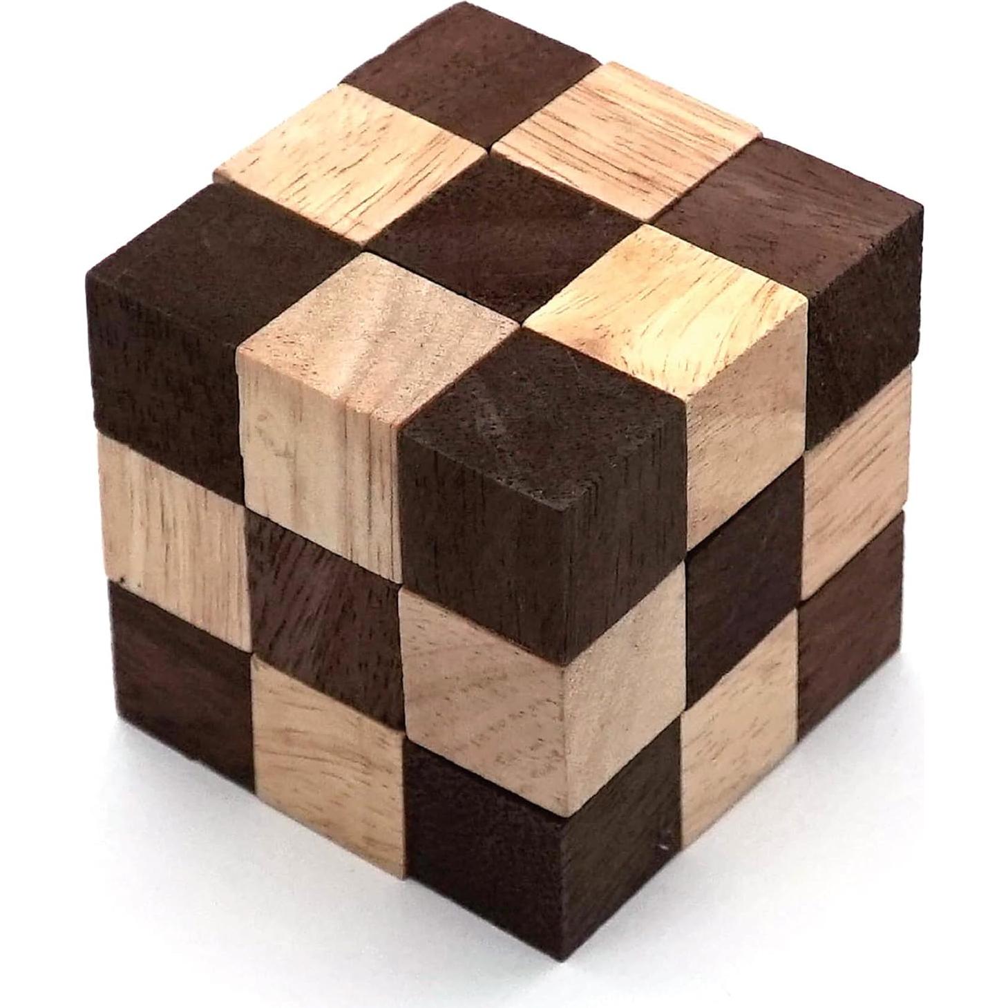 Cubo de Rompecabezas de Serpiente BSIRI 3D Madera 6x6x6 cm