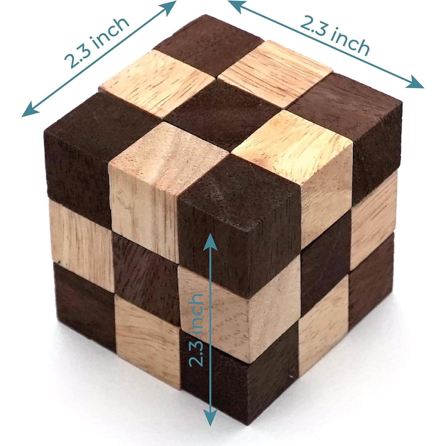 Cubo de Rompecabezas de Serpiente BSIRI 3D Madera 6x6x6 cm